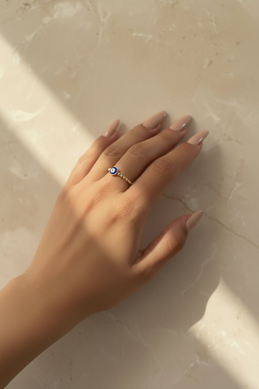 Anillos Ojo Turco en Rodio | Talla Ajustable - Al estilo Martinez
