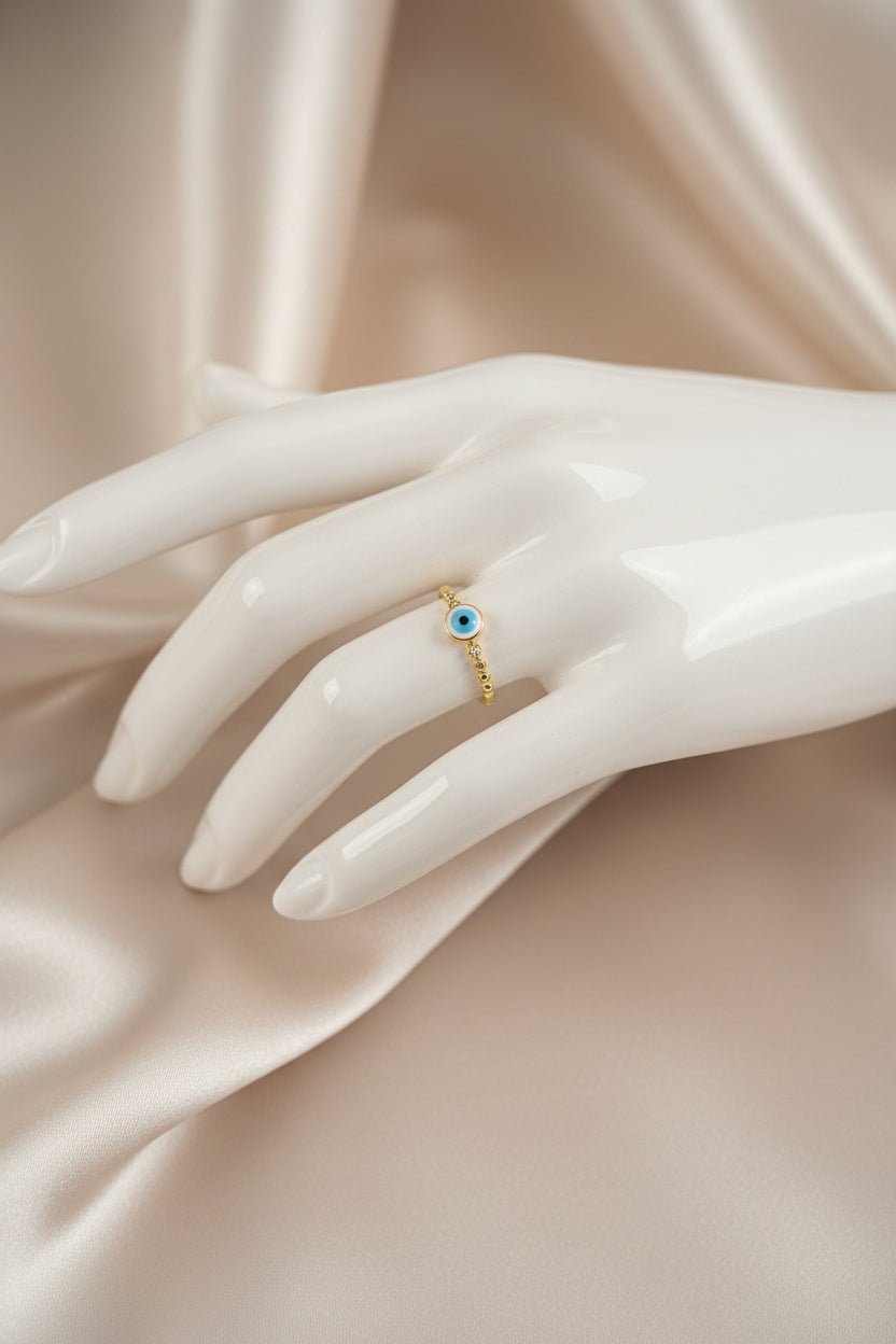 Anillos Ojo Turco en Rodio | Talla Ajustable - Al estilo Martinez
