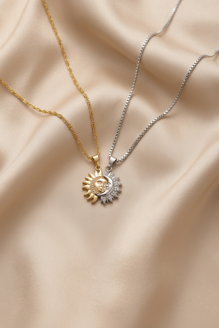 Collares de Pareja Eclipse | Set Dúo Rodio Exclusivo - Al estilo Martinez