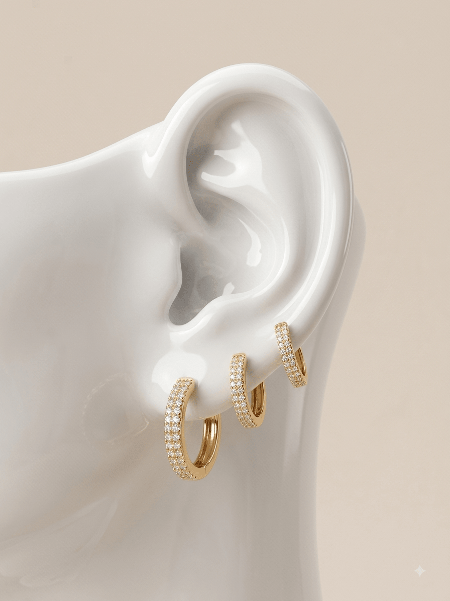 Trío de Candongas | Diseños Exclusivos en Rodio aretes - Al estilo Martinez