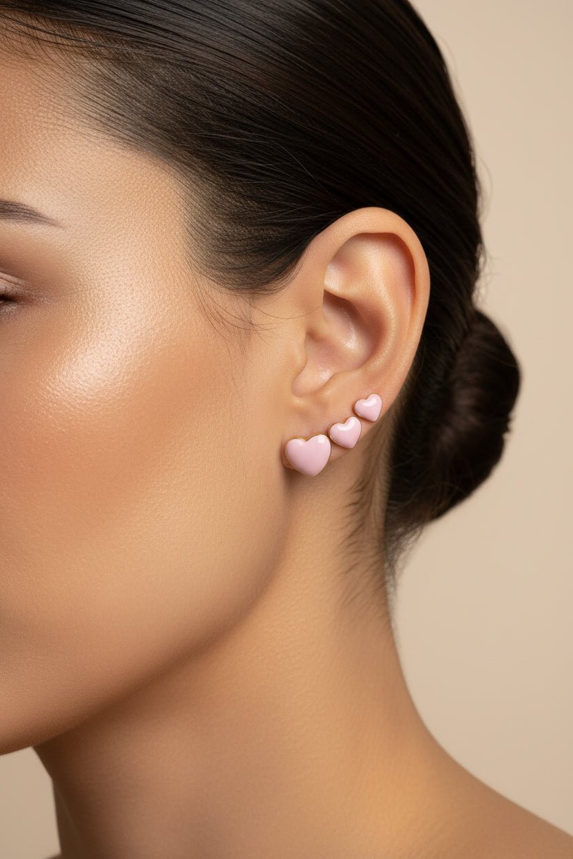 Trío de Topos Corazón Globo Pastel | Rodio aretes - Al estilo Martinez