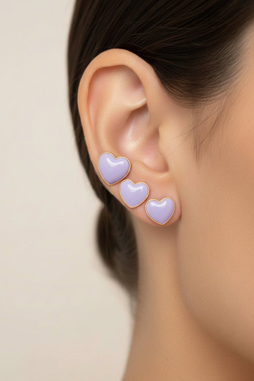 Trío de Topos Corazón Globo Pastel | Rodio aretes - Al estilo Martinez