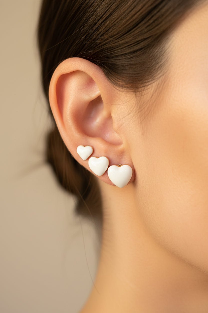 Trío de Topos Corazón Globo Pastel | Rodio aretes - Al estilo Martinez